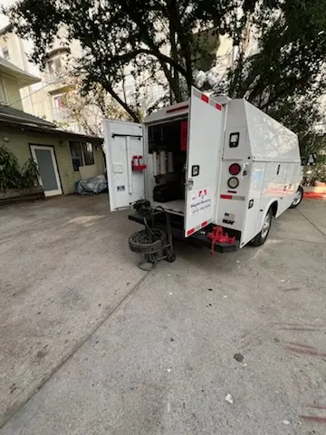 Magnet Plumbing service vehicle on-site for Slab Leak Repair in Daytona Beach